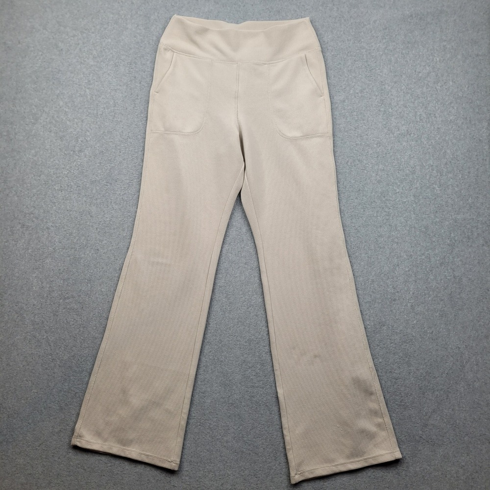 Calvin Klein Performance‎ Pants Womens Large Wicking Beige Waffle Knit Flare Leg